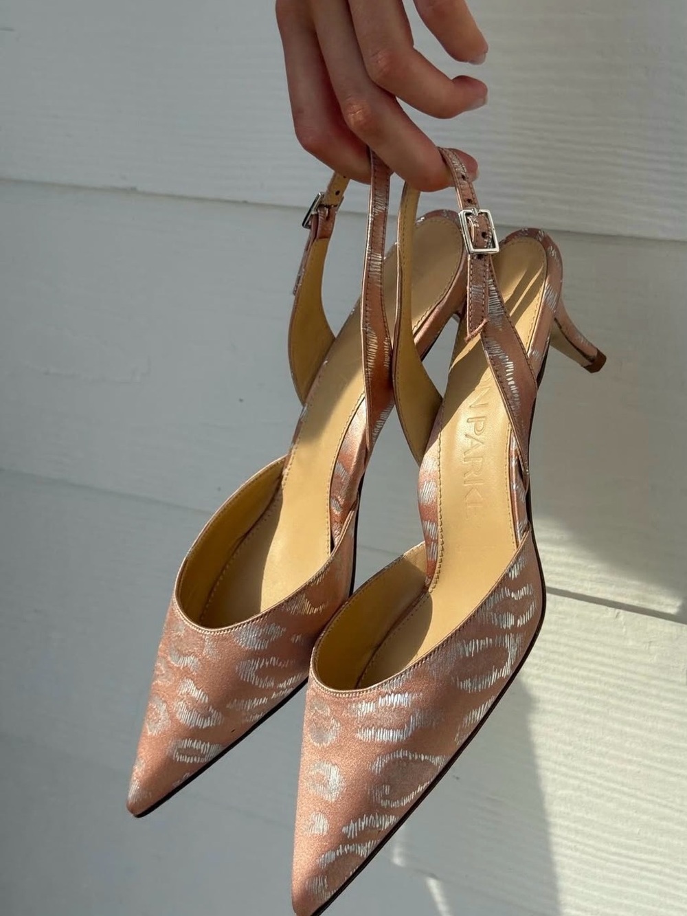 NWT Slingback Pointed-Toe Leopard Silk Heels